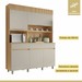 Cozinha Compacta Realeza 5 Portas 2 Gavetas 100% Mdf Ripado Carvalho/Greige - Nesher