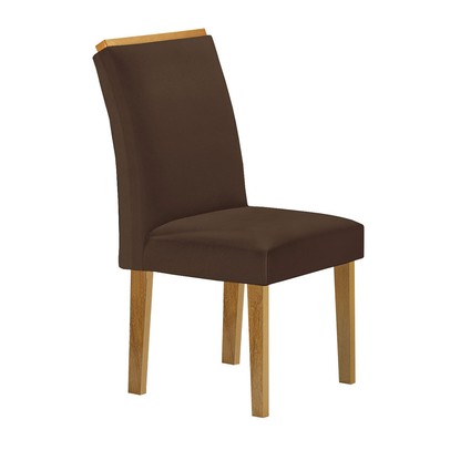 Mesa de Jantar 6 Lugares Isadora Luisa com Vidro Cinamomo/Off White/Veludo Marrom - Cel Móveis