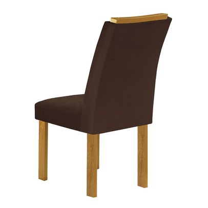 Mesa de Jantar 6 Lugares Isadora Luisa com Vidro Cinamomo/Off White/Veludo Marrom - Cel Móveis