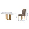 Mesa de Jantar 6 Lugares Isadora Luisa com Vidro Cinamomo/Off White/Veludo Bege Escuro - Cel Móveis