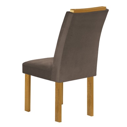 Mesa de Jantar 6 Lugares Isadora Luisa com Vidro Cinamomo/Off White/Veludo Bege Escuro - Cel Móveis