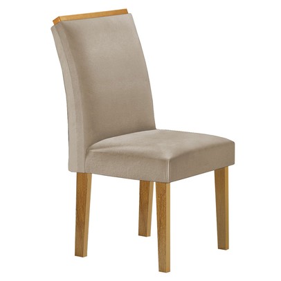 Mesa de Jantar 6 Lugares Isadora Luisa com Vidro Cinamomo/Off White/Veludo Bege Claro - Cel Móveis