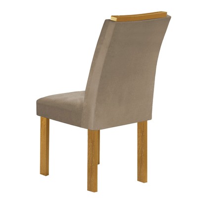 Mesa de Jantar 6 Lugares Isadora Luisa com Vidro Cinamomo/Off White/Veludo Bege Claro - Cel Móveis