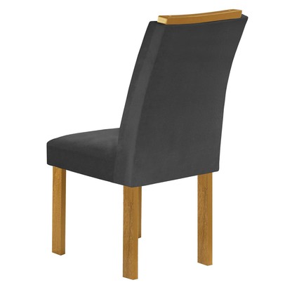 Mesa de Jantar 6 Lugares Isadora Luisa com Vidro Cinamomo/Off White/Veludo Cinza - Cel Móveis