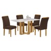 Mesa de Jantar 4 Lugares Isadora Luisa com Vidro Cinamomo/Off White/Marrom - Cel Móveis