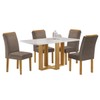 Mesa de Jantar 4 Lugares Isadora Luisa com Vidro Cinamomo/Off White/Bege Escuro - Cel Móveis
