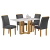 Mesa de Jantar 4 Lugares Isadora Luisa com Vidro Cinamomo/Off White/Cinza - Cel Móveis