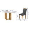 Mesa de Jantar 4 Lugares Isadora Luisa com Vidro Cinamomo/Off White/Cinza - Cel Móveis