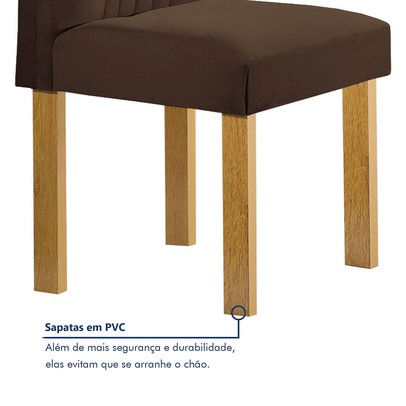 Mesa de Jantar 6 Lugares Celeste com Vidro Off White/Cinamomo/Marrom - Cel Móveis