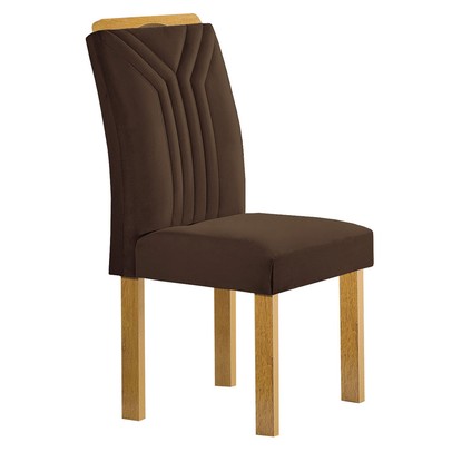 Mesa de Jantar 6 Lugares Celeste com Vidro Off White/Cinamomo/Marrom - Cel Móveis