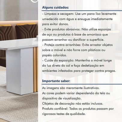 Mesa de Jantar 6 Lugares Celeste com Vidro Off White/Cinamomo/Marrom - Cel Móveis