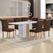 Mesa de Jantar 6 Lugares Celeste com Vidro Off White/Cinamomo/Marrom - Cel Móveis