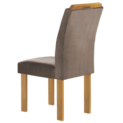 Mesa de Jantar 6 Lugares Celeste com Vidro Off White/Cinamomobege Escuro - Cel Móveis