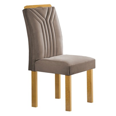 Mesa de Jantar 6 Lugares Celeste com Vidro Off White/Cinamomobege Escuro - Cel Móveis