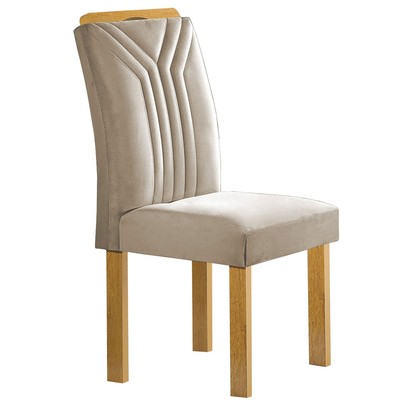 Mesa de Jantar 6 Lugares Celeste com Vidro Off White/Cinamomo/Bege Claro - Cel Móveis