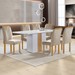Mesa de Jantar 6 Lugares Celeste com Vidro Off White/Cinamomo/Bege Claro - Cel Móveis