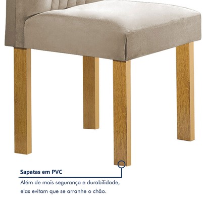 Mesa de Jantar 6 Lugares Celeste com Vidro Off White/Cinamomo/Bege Claro - Cel Móveis