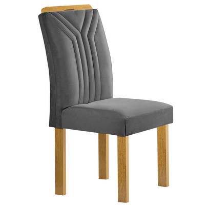 Mesa de Jantar 6 Lugares Celeste com Vidro Off White/Cinamomo/Cinza - Cel Móveis