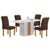 Mesa de Jantar 4 Lugares Celeste com Vidro Off White/Cinamomo/Marrom - Cel Móveis