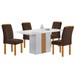 Mesa de Jantar 4 Lugares Celeste com Vidro Off White/Cinamomo/Marrom - Cel Móveis