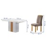 Mesa de Jantar 4 Lugares Celeste com Vidro Off White/Cinamomo/Bege Escuro - Cel Móveis