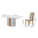 Mesa de Jantar 4 Lugares Celeste com Vidro Off White/Cinamomobege Claro - Cel Móveis