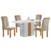 Mesa de Jantar 4 Lugares Celeste com Vidro Off White/Cinamomobege Claro - Cel Móveis