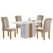 Mesa de Jantar 4 Lugares Celeste com Vidro Off White/Cinamomobege Claro - Cel Móveis