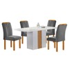 Mesa de Jantar 4 Lugares Celeste com Vidro Off White/Cinamomo/Cinza - Cel Móveis