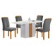 Mesa de Jantar 4 Lugares Celeste com Vidro Off White/Cinamomo/Cinza - Cel Móveis