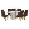 Mesa de Jantar 6 Lugares Celeste Luisa com Vidro Off White/Cinamomo/Marrom - Cel Móveis