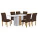 Mesa de Jantar 6 Lugares Celeste Luisa com Vidro Off White/Cinamomo/Marrom - Cel Móveis