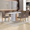 Mesa de Jantar 6 Lugares Celeste Luisa com Vidro Off White/Cinamomo/Bege Escuro - Cel Móveis