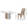 Mesa de Jantar 6 Lugares Celeste Luisa com Vidro Off White/Cinamomo/Bege Claro - Cel Móveis