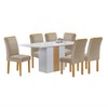 Mesa de Jantar 6 Lugares Celeste Luisa com Vidro Off White/Cinamomo/Bege Claro - Cel Móveis