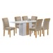 Mesa de Jantar 6 Lugares Celeste Luisa com Vidro Off White/Cinamomo/Bege Claro - Cel Móveis