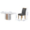 Mesa de Jantar 6 Lugares Celeste Luisa com Vidro Off White/Cinamomo/Cinza - Cel Móveis