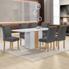 Mesa de Jantar 6 Lugares Celeste Luisa com Vidro Off White/Cinamomo/Cinza - Cel Móveis