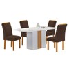 Mesa de Jantar 4 Lugares Celeste Luisa com Vidro Off White/Cinamomo/Marrom - Cel Móveis