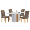Mesa de Jantar 4 Lugares Celeste Luisa com Vidro Off White/Cinamomo/Bege Escuro - Cel Móveis