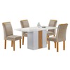Mesa de Jantar 4 Lugares Celeste Luisa com Vidro Off White/Cinamomo/Bege Claro - Cel Móveis