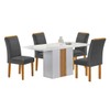 Mesa de Jantar 4 Lugares Celeste Luisa com Vidro Off White/Cinamomo/Cinza - Cel Móveis