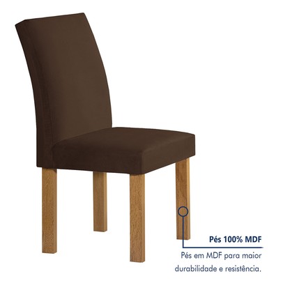 Mesa de Jantar 6 Lugares Lorena Espanha com Vidro Cinamomo/Off White/Marrom - Cel Móveis