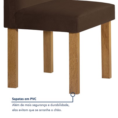 Mesa de Jantar 6 Lugares Lorena Espanha com Vidro Cinamomo/Off White/Marrom - Cel Móveis