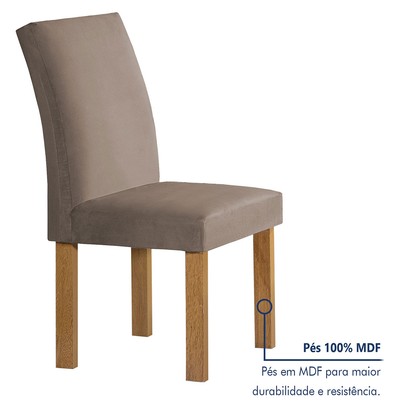 Mesa de Jantar 6 Lugares Lorena Espanha com Vidro Cinamomo/Off White/Bege Escuro - Cel Móveis