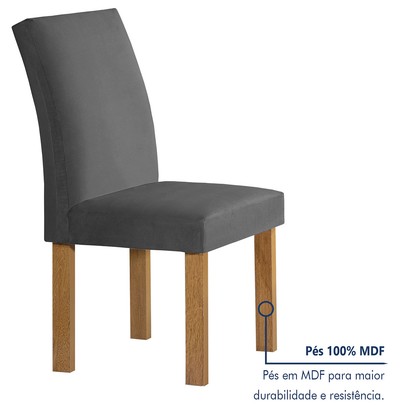 Mesa de Jantar 6 Lugares Lorena Espanha com Vidro Cinamomo/Off White/Cinza - Cel Móveis