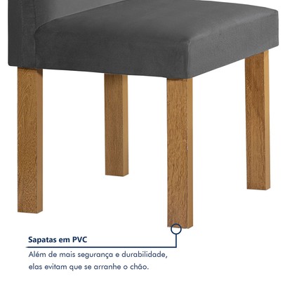 Mesa de Jantar 6 Lugares Lorena Espanha com Vidro Cinamomo/Off White/Cinza - Cel Móveis