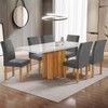 Mesa de Jantar 6 Lugares Lorena Espanha com Vidro Cinamomo/Off White/Cinza - Cel Móveis