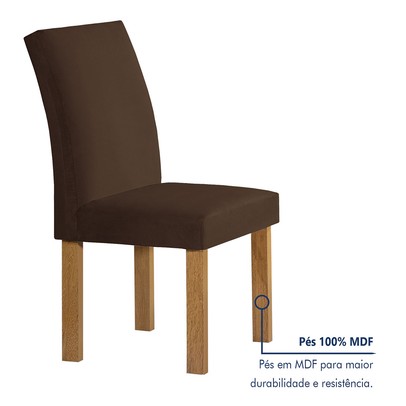 Mesa de Jantar 4 Lugares Lorena Espanha com Vidro Cinamomo/Off White/Marrom - Cel Móveis