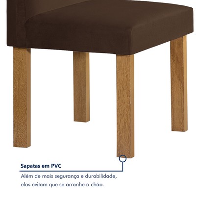 Mesa de Jantar 4 Lugares Lorena Espanha com Vidro Cinamomo/Off White/Marrom - Cel Móveis